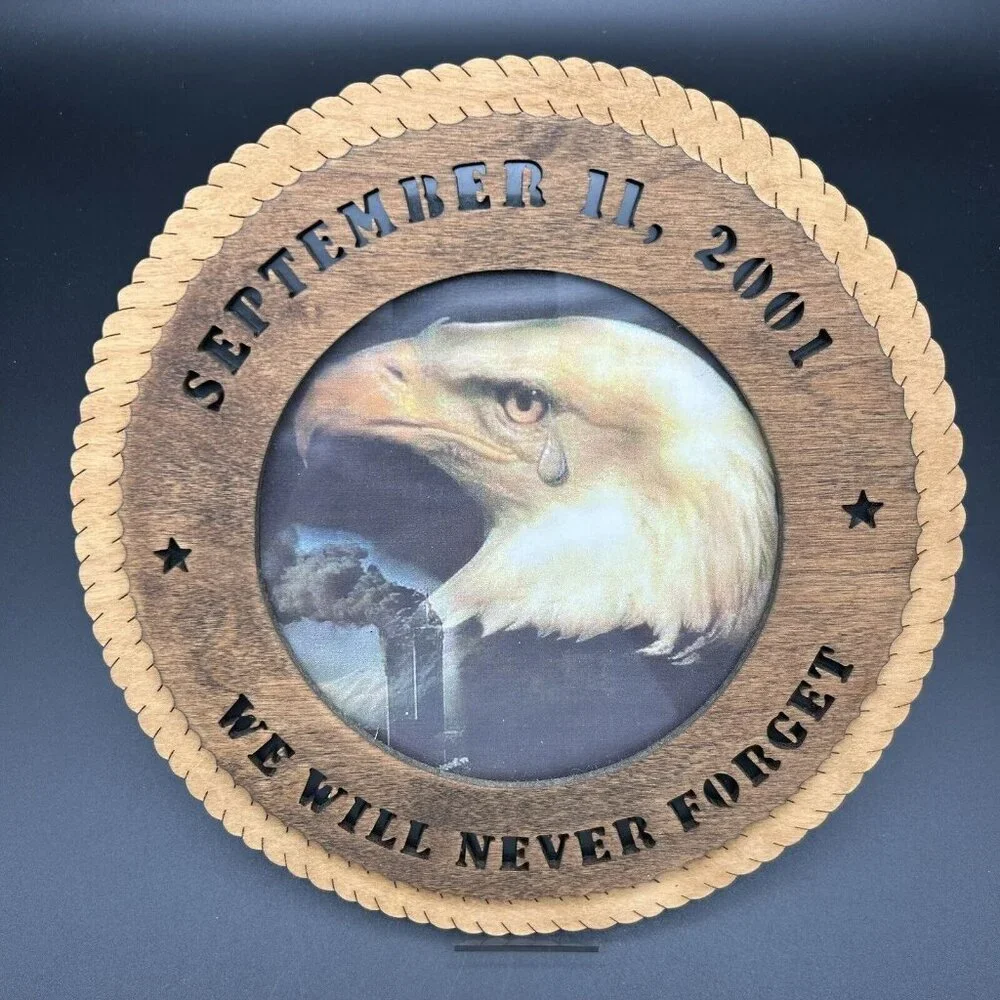 9/11 Memorial Tribute Wood Plaque Wall Hanging 